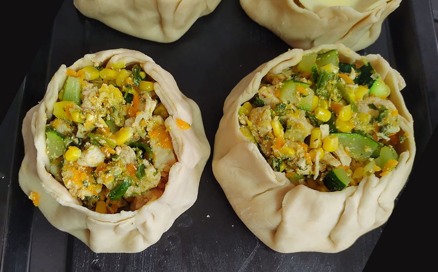Canastitas rellenas con pollo y verduras