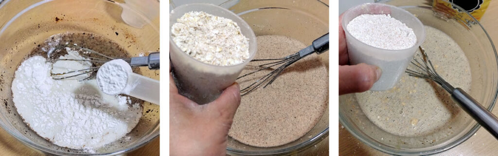 Polvos de hornear, harina integral y de avena