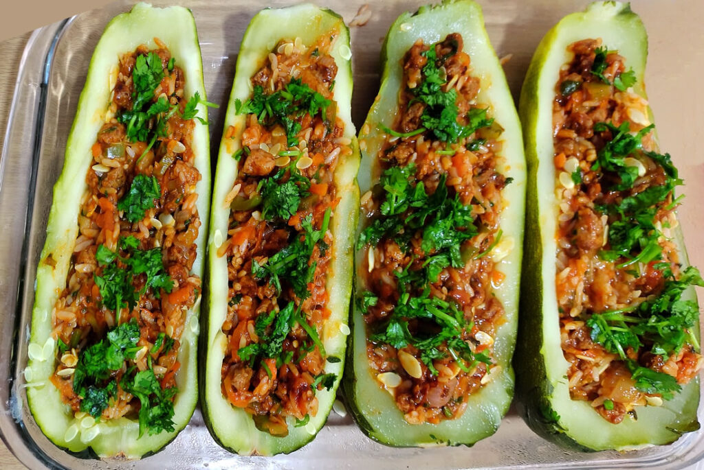 Zapallo italiano relleno cilantro