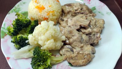 Strogonoff de carne y champiñores