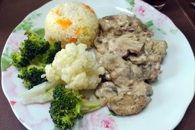 Strogonoff de carne y champiñores